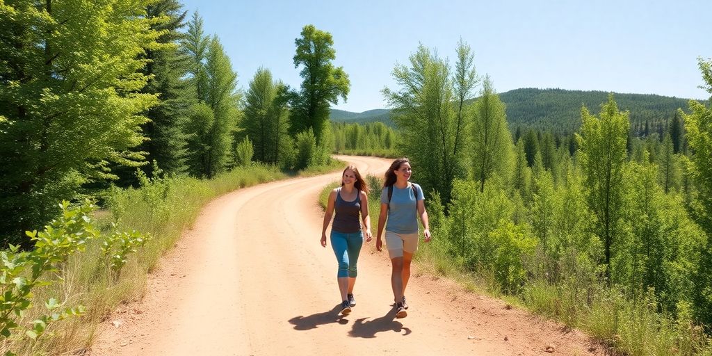 Hikers on a scenic, easy trail.